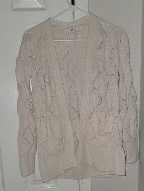 SO Cream Open-Front Cable Knit Cardigan